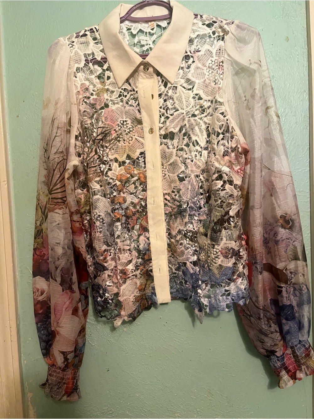 Peach Lace Top in Cream
